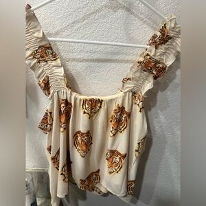 Adrienne M crop top, tiger faced tank top